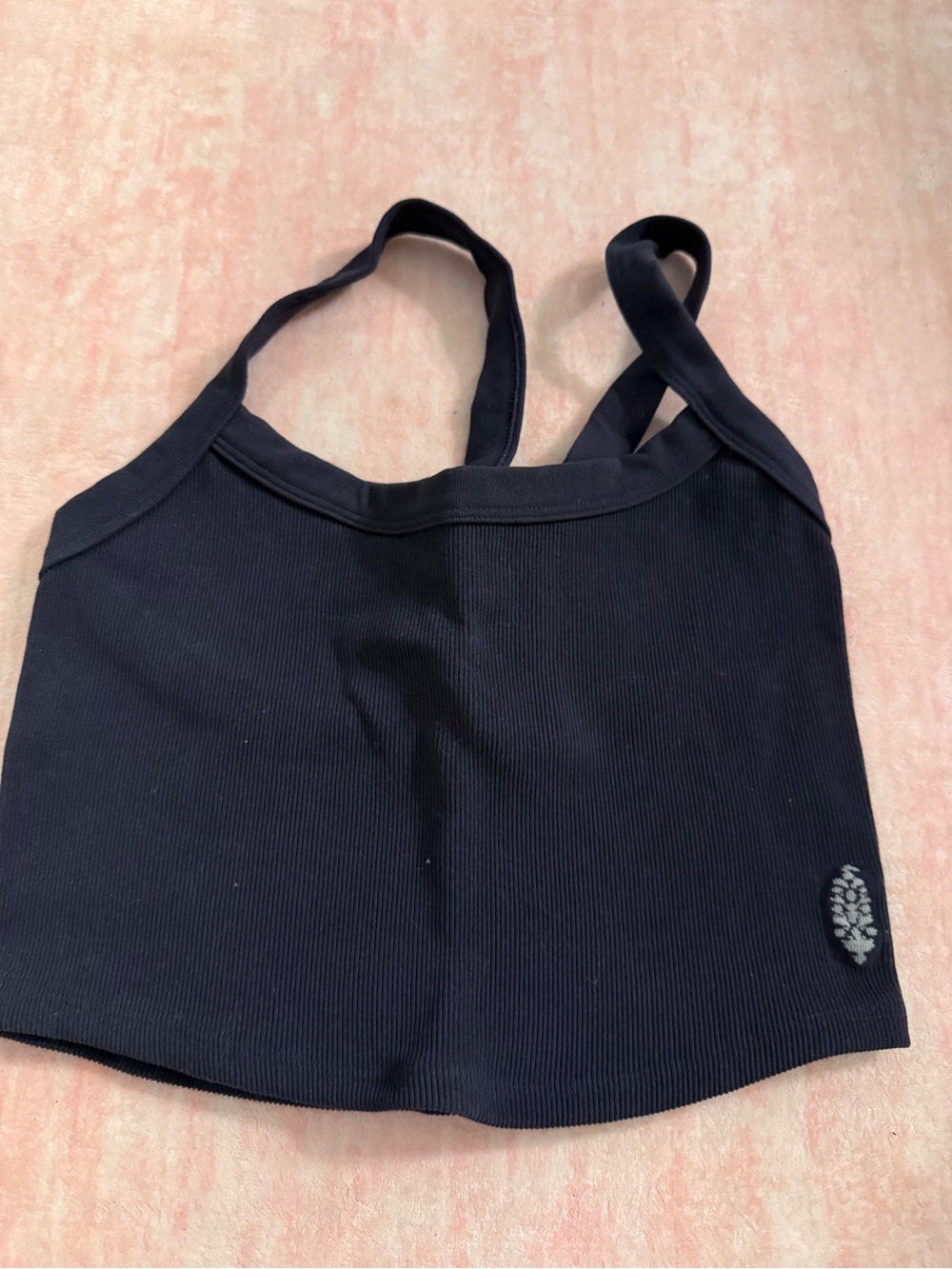 Free People Black Ribbed Crop Tank